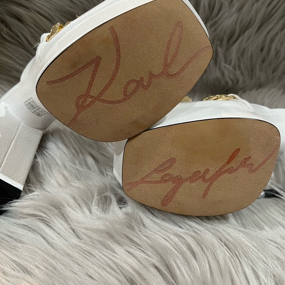 Karl Lagerfeld Haisley Patent Leather Slip-On Gold Charms. New with tags - Picture 7 of 9